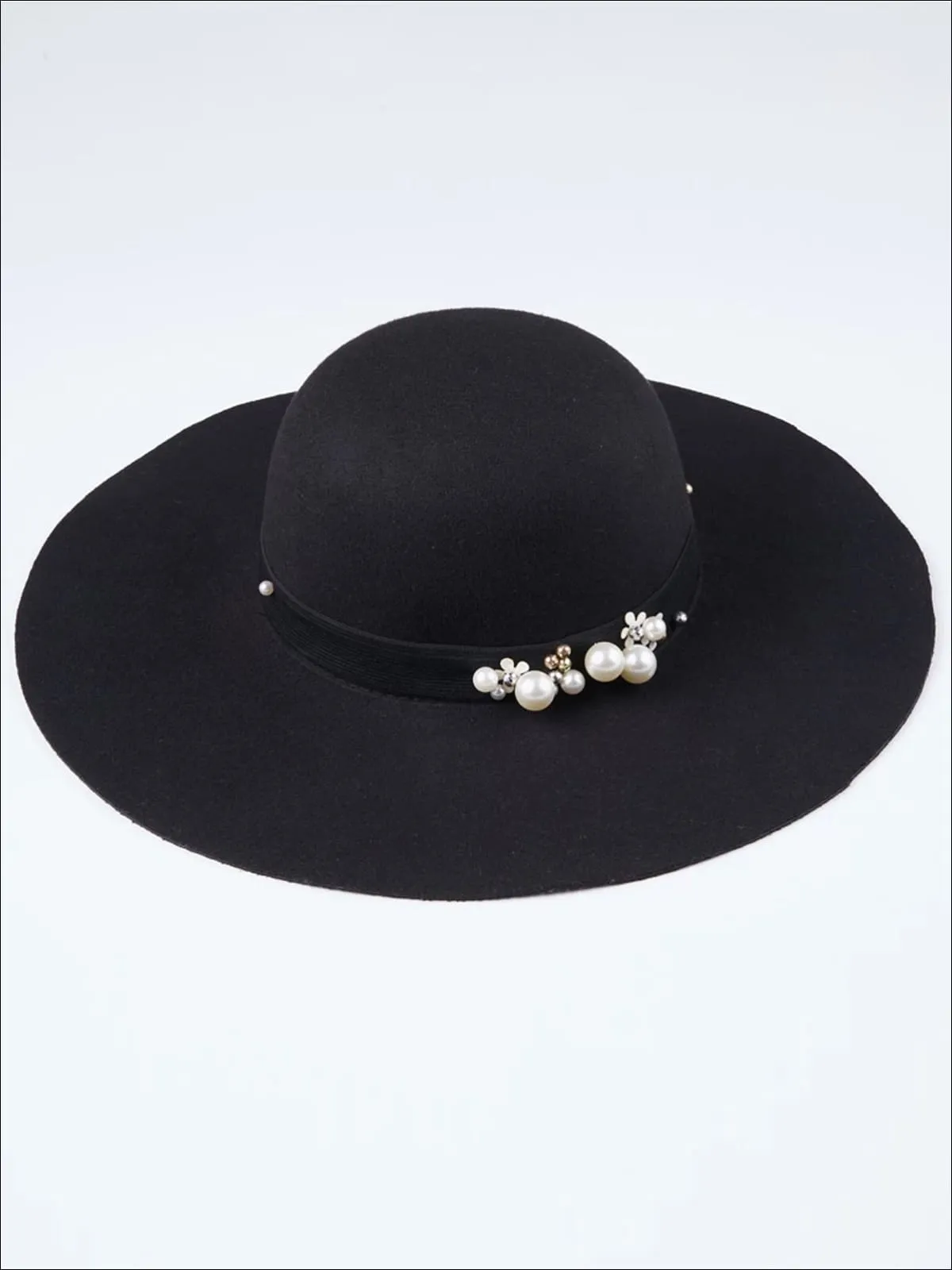 Women's Pearl Embellished Cashmere Fedora Hat (Multiple Color Options)