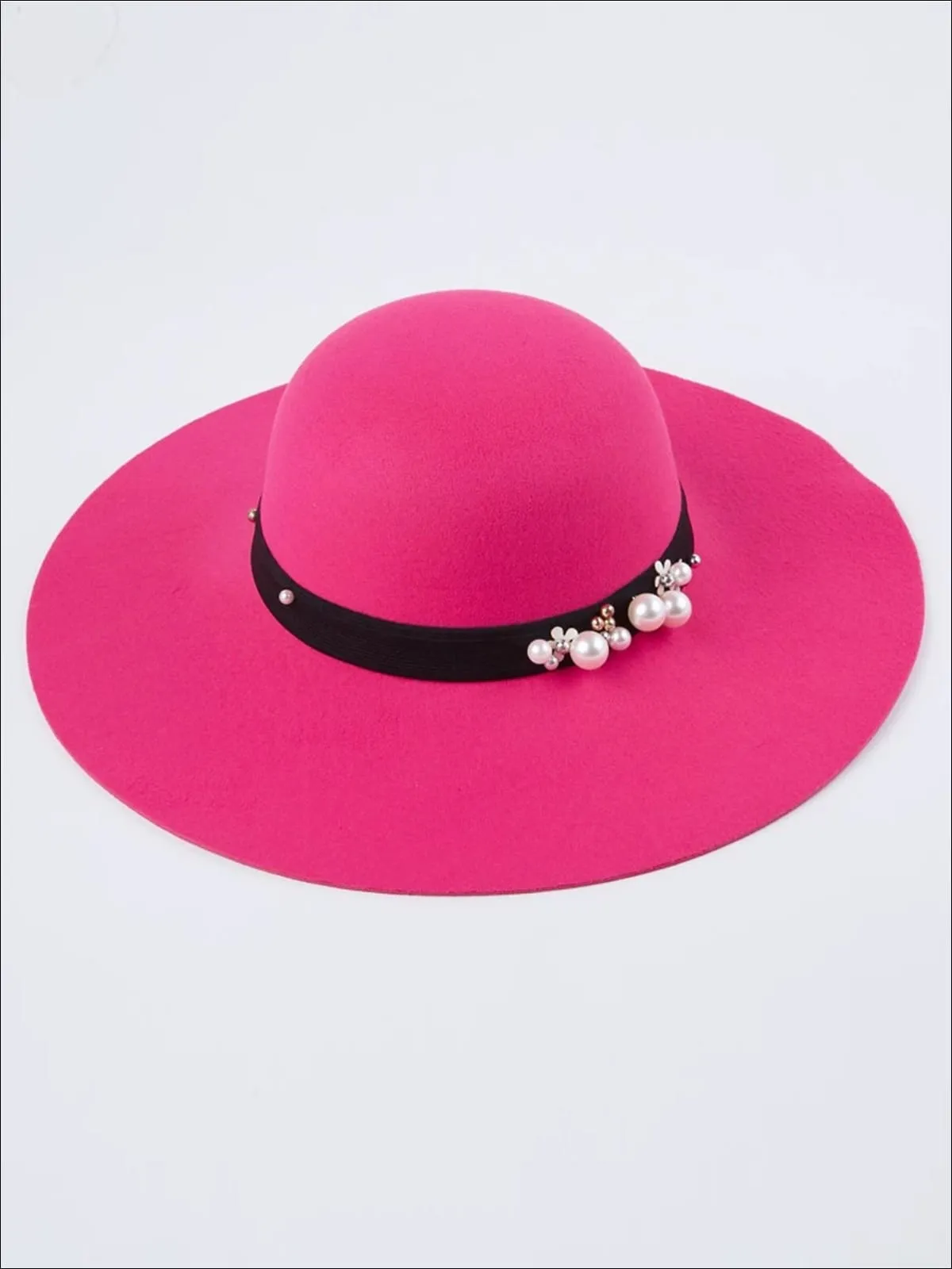 Women's Pearl Embellished Cashmere Fedora Hat (Multiple Color Options)