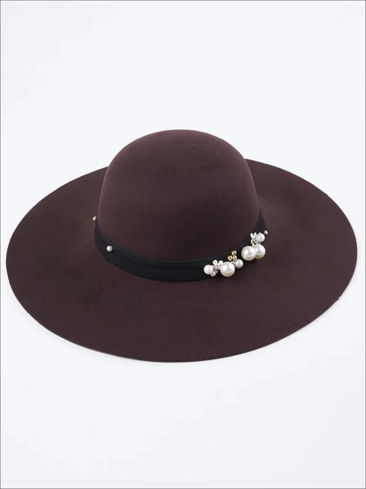 Women's Pearl Embellished Cashmere Fedora Hat (Multiple Color Options)