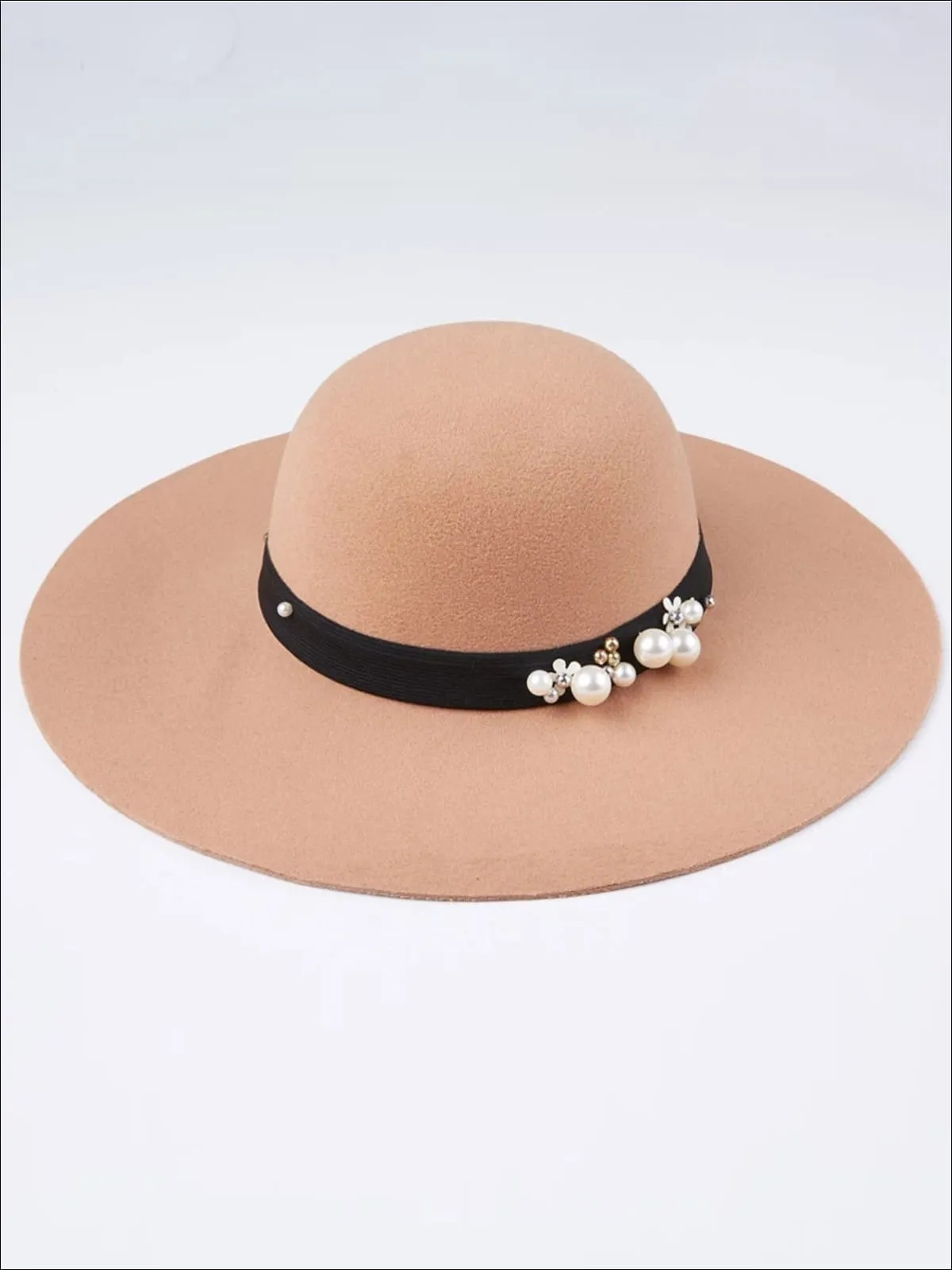 Women's Pearl Embellished Cashmere Fedora Hat (Multiple Color Options)