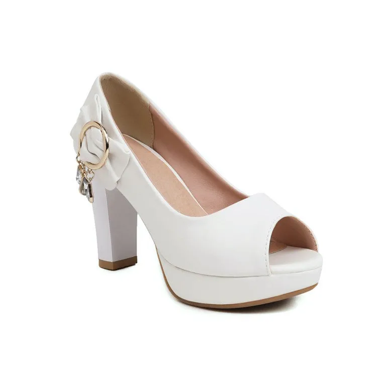 Women's Peep Toe Rhinestone High Heels Sandals