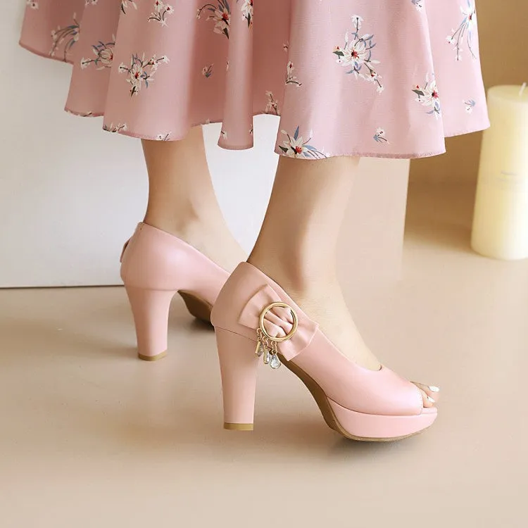 Women's Peep Toe Rhinestone High Heels Sandals