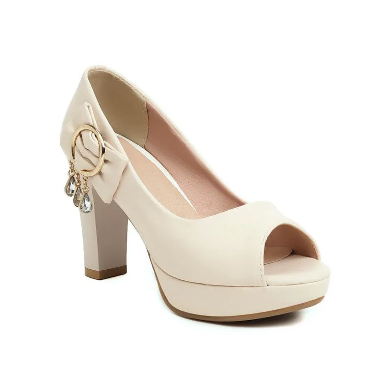 Women's Peep Toe Rhinestone High Heels Sandals