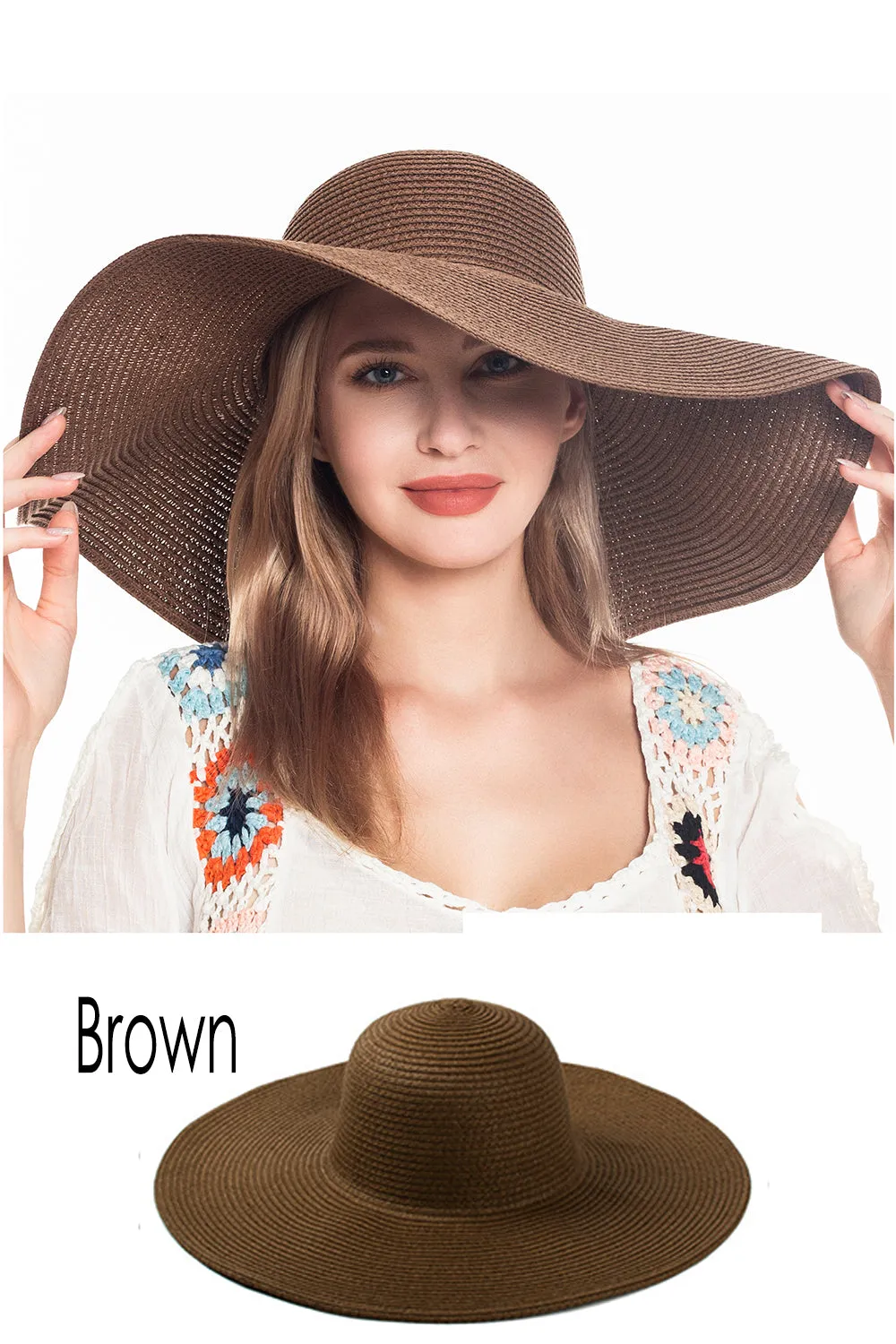 Women's Wide Brim Straw Sun Hat