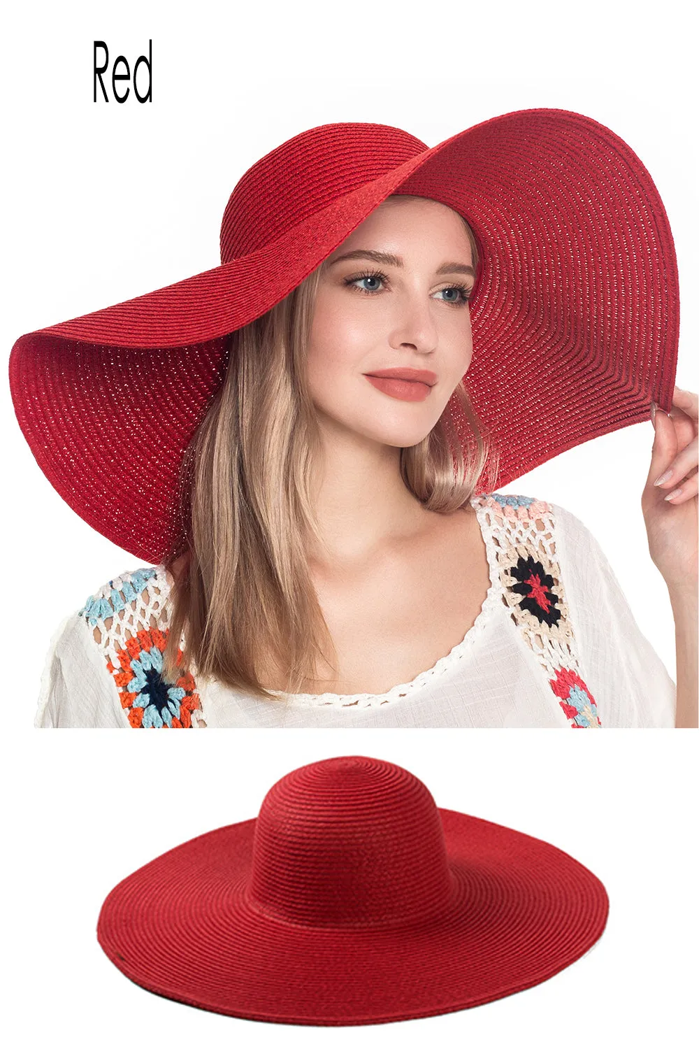 Women's Wide Brim Straw Sun Hat