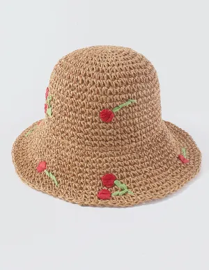 Woven Flower Bucket Hat